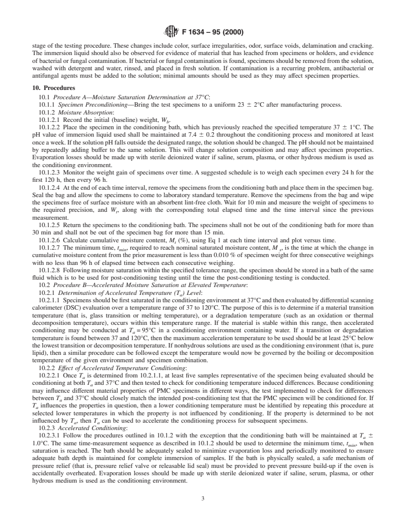 REDLINE ASTM F1634-95(2000) - Standard Practice for  In-Vitro Environmental Conditioning of Polymer Matrix Composite Materials and Implant Devices