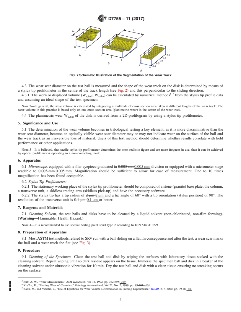 REDLINE ASTM D7755-11(2017) - Standard Practice for  Determining the Wear Volume on Standard Test Pieces Used by  High-Frequency, Linear-Oscillation (SRV) Test Machine