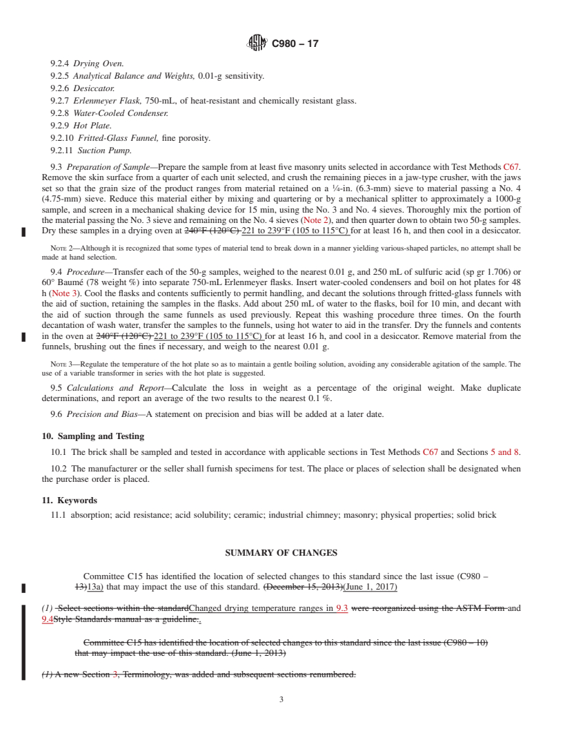 REDLINE ASTM C980-17 - Standard Specification for  Industrial Chimney Lining Brick