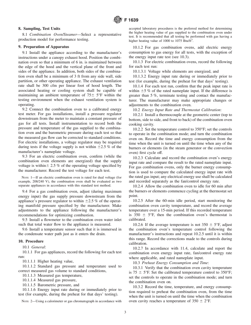 ASTM F1639-95(2001) - Standard Test Method for Performance of Combination Ovens