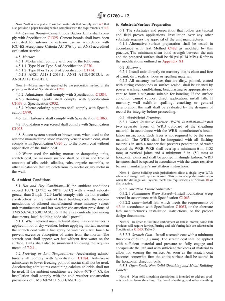 ASTM C1780-17 - Standard Practice for Installation Methods for Adhered Manufactured Stone Masonry  Veneer