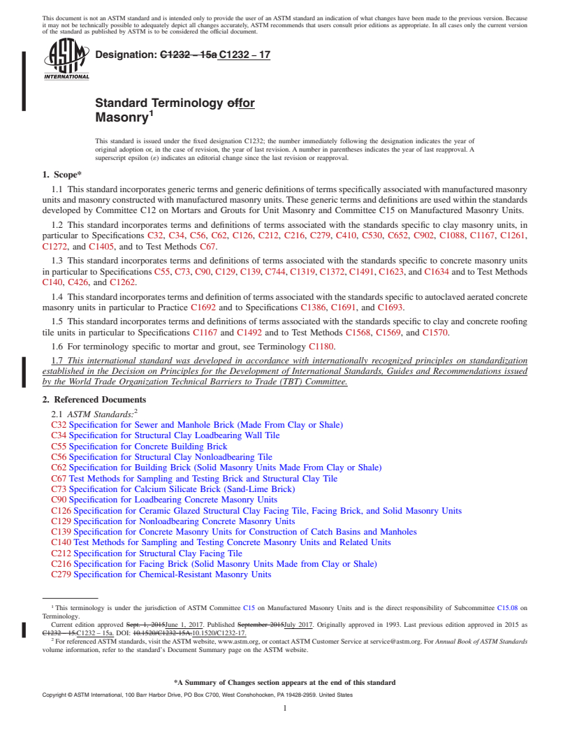 REDLINE ASTM C1232-17 - Standard Terminology for Masonry