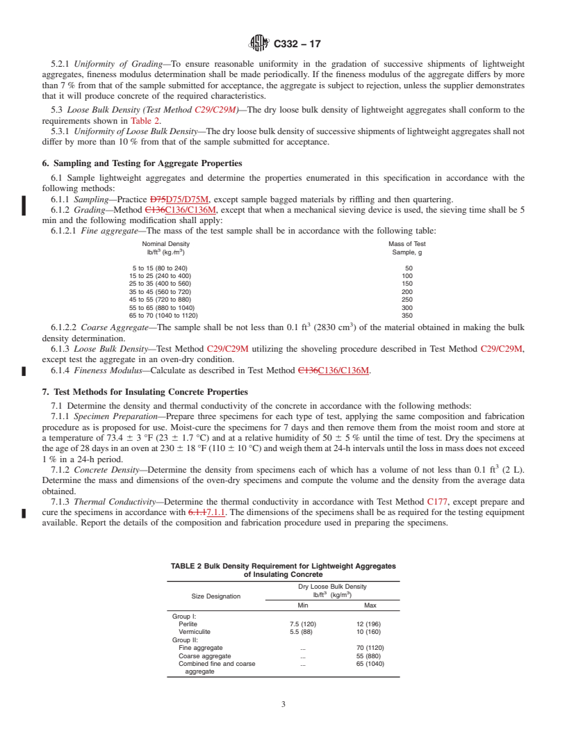 REDLINE ASTM C332-17 - Standard Specification for  Lightweight Aggregates for Insulating Concrete