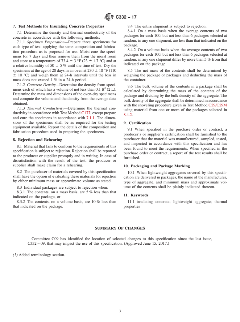 ASTM C332-17 - Standard Specification for  Lightweight Aggregates for Insulating Concrete