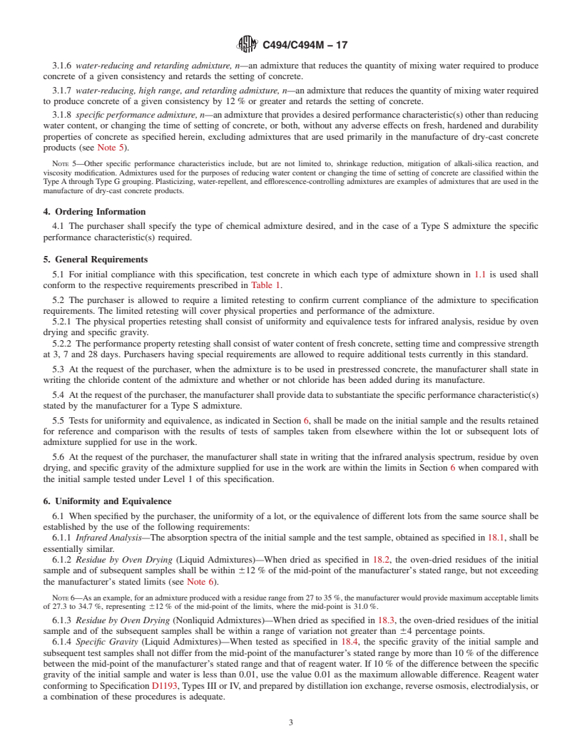 REDLINE ASTM C494/C494M-17 - Standard Specification for  Chemical Admixtures for Concrete