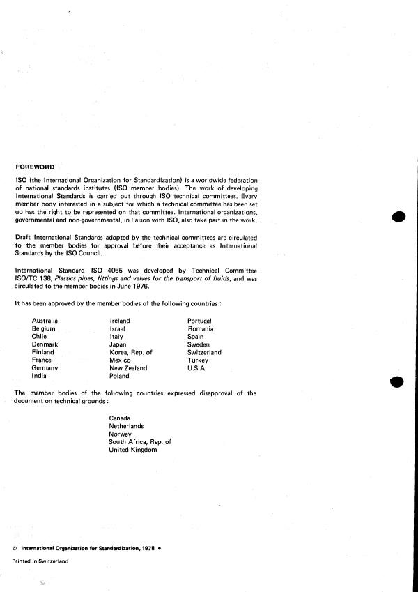 ISO 4065:1978 ISO 4065:1978 - Thermoplastic pipes -- Universal wall thickness table - Page 2 preview