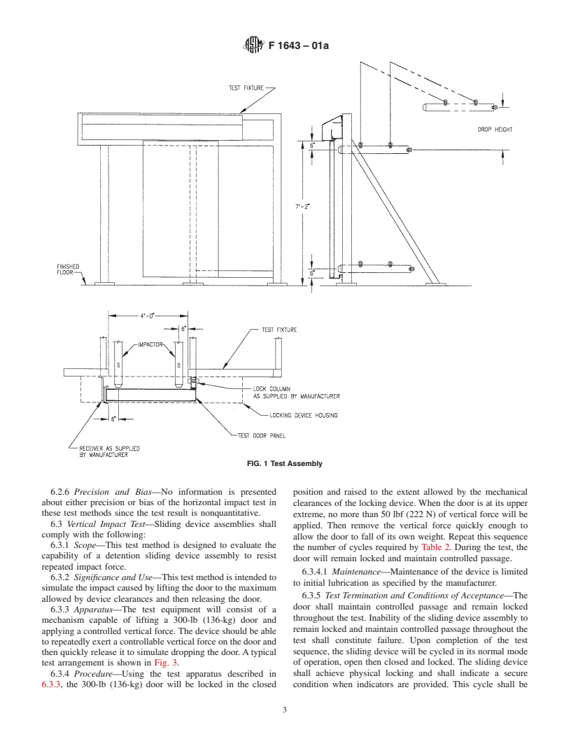 ASTM F1643-01a - Standard Test Methods for Detention Sliding Door Locking Device Assembly