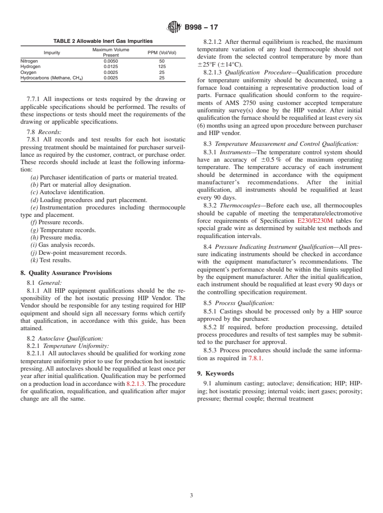 ASTM B998-17 - Standard Guide for Hot Isostatic Pressing (HIP) of Aluminum Alloy Castings