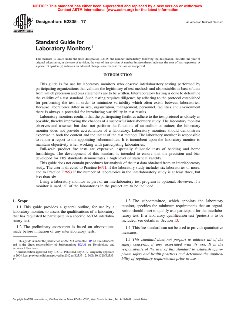 ASTM E2335-17 - Standard Guide for  Laboratory Monitors