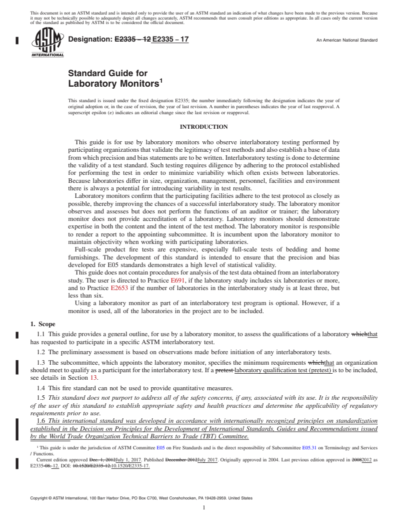 REDLINE ASTM E2335-17 - Standard Guide for  Laboratory Monitors