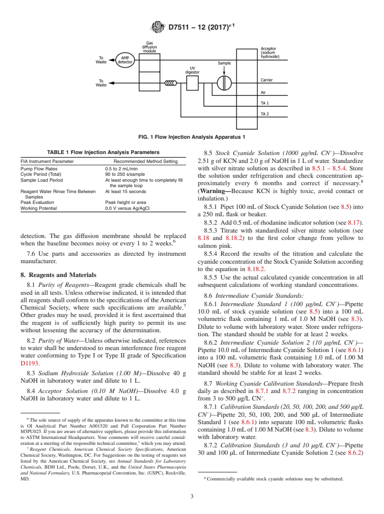 ASTM D7511-12(2017)e1 - Standard Test Method for  Total Cyanide by Segmented Flow Injection Analysis, In-Line  Ultraviolet Digestion and Amperometric Detection