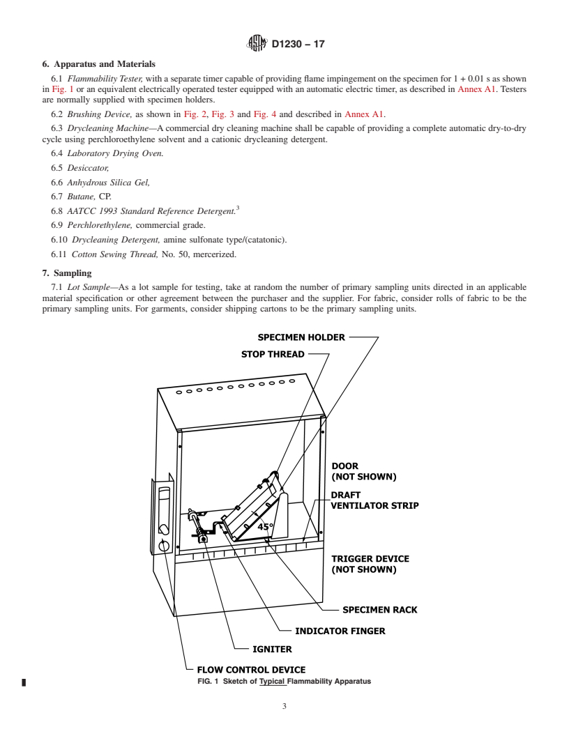 REDLINE ASTM D1230-17 - Standard Test Method for  Flammability of Apparel Textiles