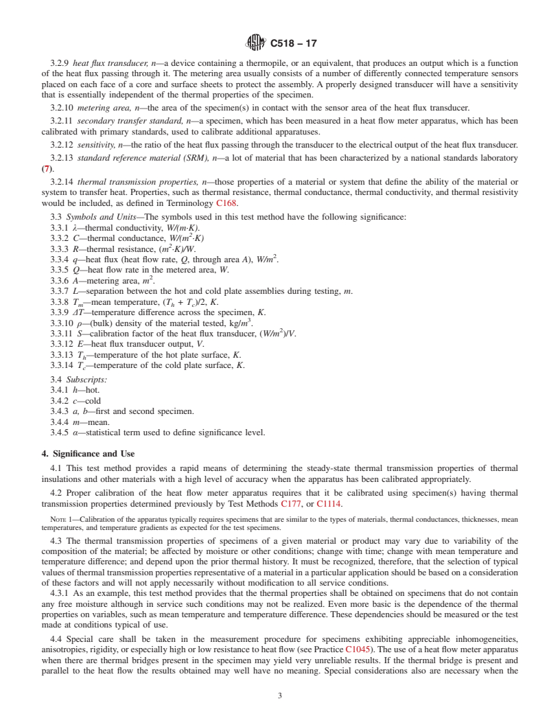 REDLINE ASTM C518-17 - Standard Test Method for Steady-State Thermal Transmission Properties by Means of the  Heat Flow Meter Apparatus