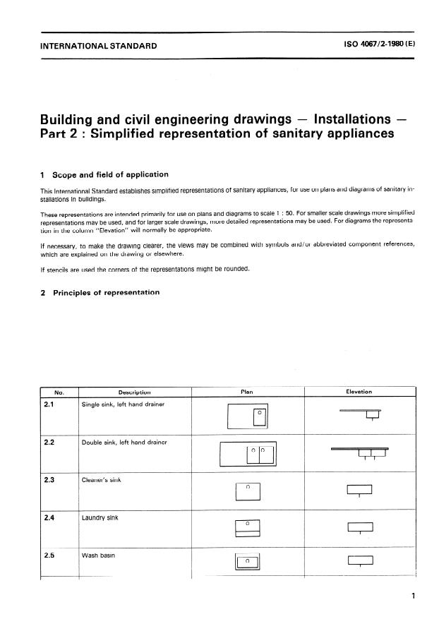 ISO 4067-2:1980 - Building and civil engineering drawings -- Installations
