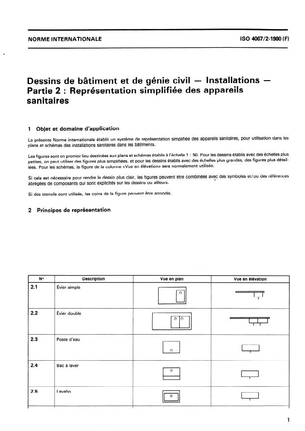ISO 4067-2:1980 - Dessins de bâtiment et de génie civil -- Installations