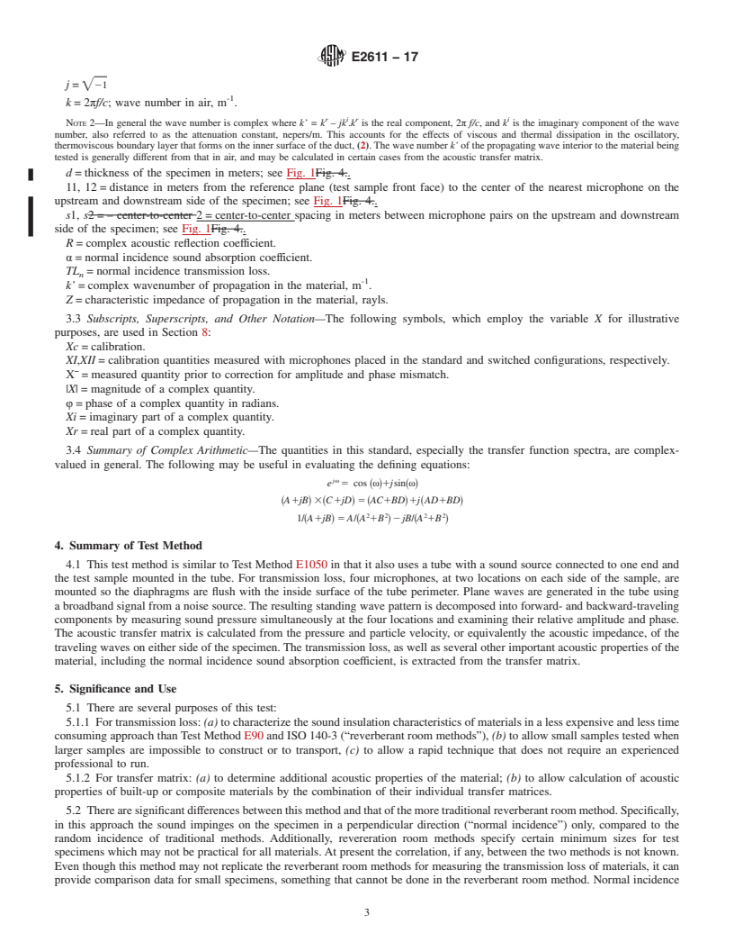 REDLINE ASTM E2611-17 - Standard Test Method for  Normal Incidence Determination of Porous Material Acoustical  Properties Based on the Transfer Matrix Method