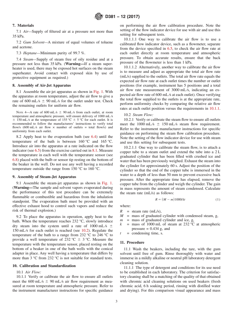 ASTM D381-12(2017) - Standard Test Method for  Gum Content in Fuels by Jet Evaporation