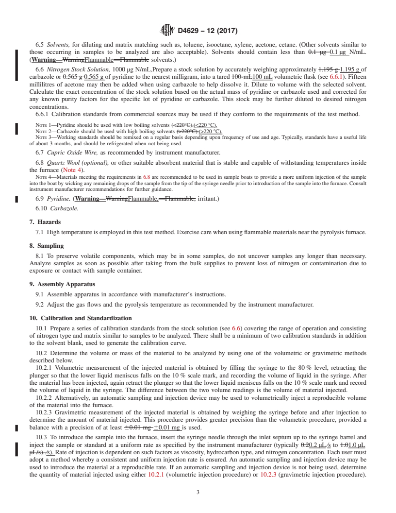 REDLINE ASTM D4629-12(2017) - Standard Test Method for  Trace Nitrogen in Liquid Petroleum Hydrocarbons by Syringe/Inlet  Oxidative Combustion and Chemiluminescence Detection