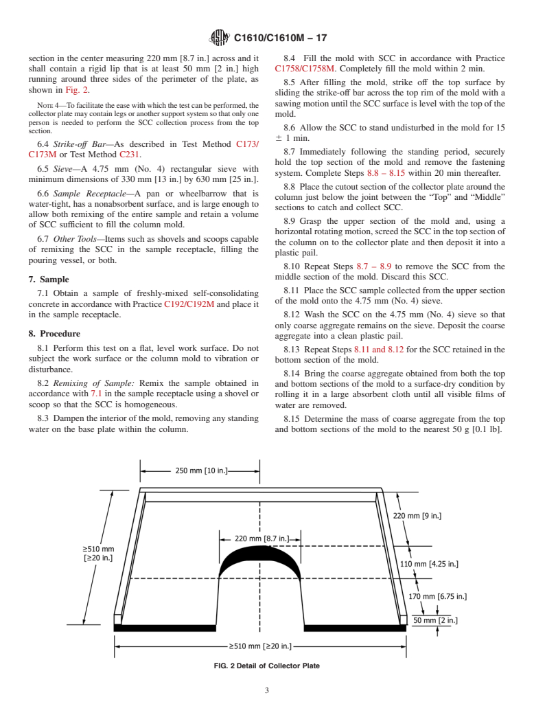 ASTM C1610/C1610M-17 - Standard Test Method for  Static Segregation of Self-Consolidating Concrete Using Column  Technique