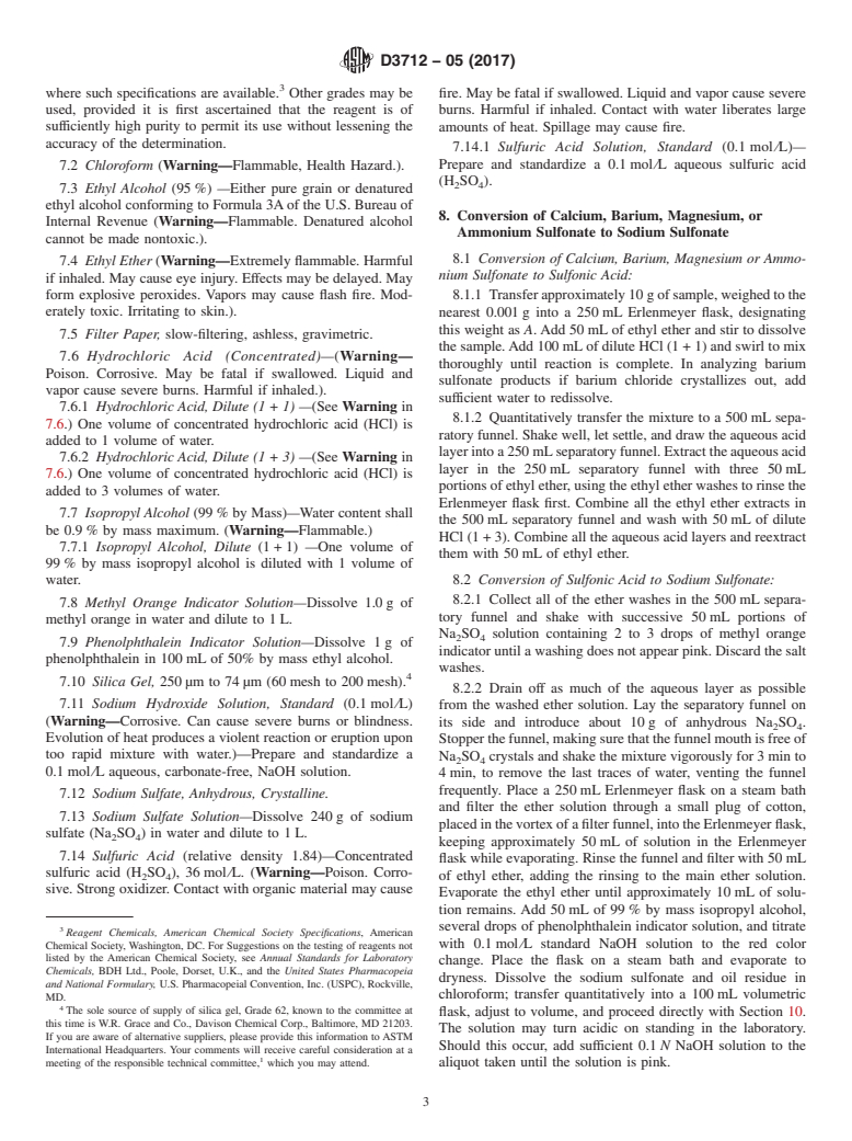 ASTM D3712-05(2017) - Standard Test Method of  Analysis of Oil-Soluble Petroleum Sulfonates by Liquid Chromatography