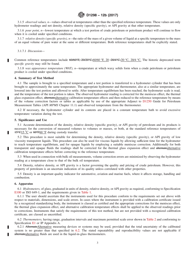 REDLINE ASTM D1298-12b(2017) - Standard Test Method for Density, Relative Density, or API Gravity of Crude Petroleum  and Liquid Petroleum Products by Hydrometer Method