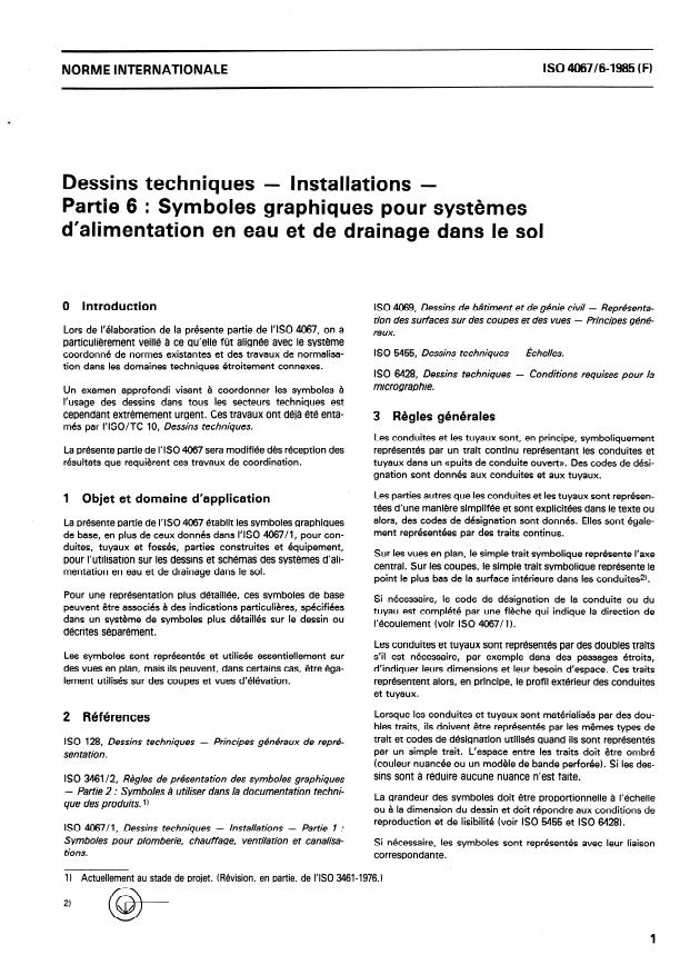 ISO 4067-6:1985 - Dessins techniques -- Installations