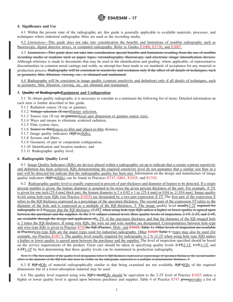 REDLINE ASTM E94/E94M-17 - Standard Guide for  Radiographic Examination Using Industrial Radiographic Film