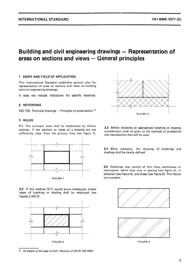 ISO 4069:1977 - Building and civil engineering drawings -- Representation of areas on sections and views -- General principles