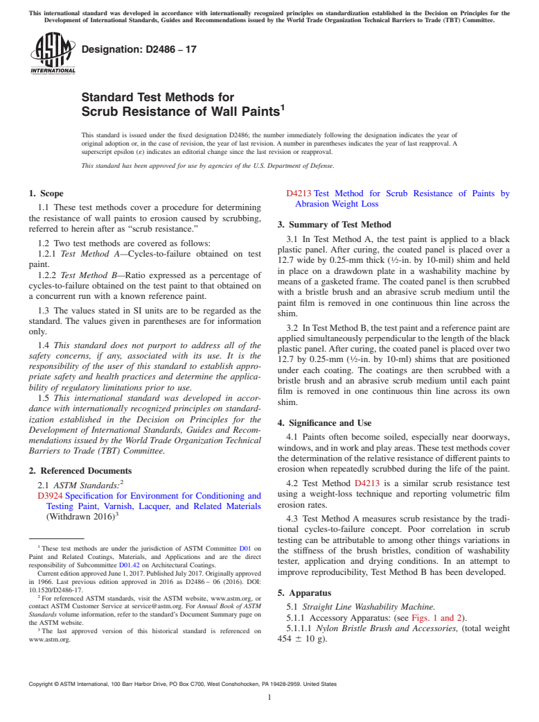 ASTM D2486-17 - Standard Test Methods for Scrub Resistance of Wall Paints