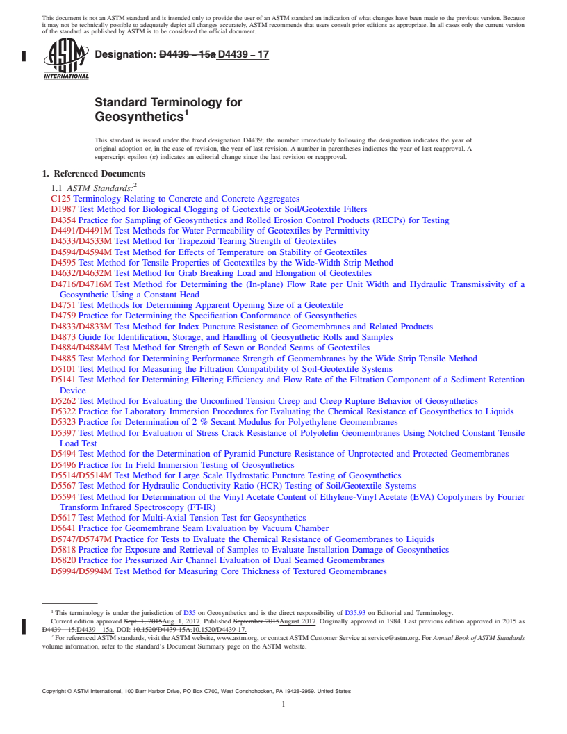 REDLINE ASTM D4439-17 - Standard Terminology for Geosynthetics