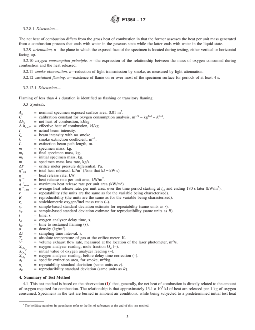 REDLINE ASTM E1354-17 - Standard Test Method for  Heat and Visible Smoke Release Rates for Materials and Products  Using an Oxygen Consumption Calorimeter