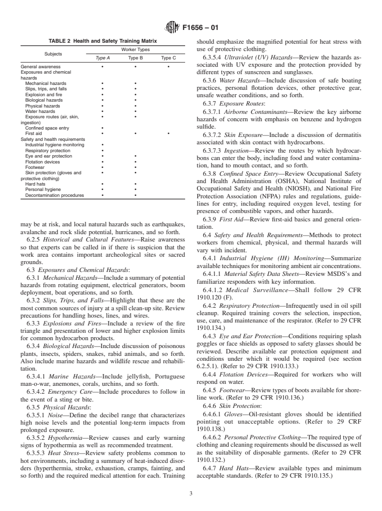 ASTM F1656-01 - Standard Guide for Health and Safety Training of Oil Spill Responders in the United States (Withdrawn 2010)