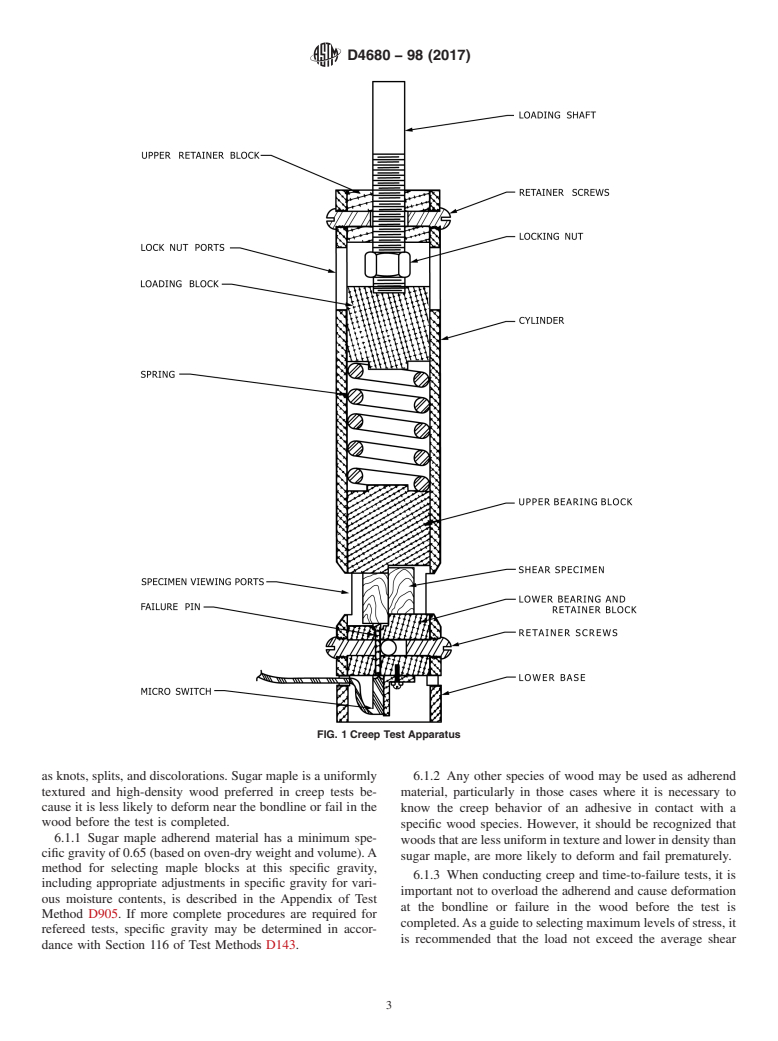 ASTM D4680-98(2017) - Standard Test Method for Creep and Time to Failure of Adhesives in Static Shear by Compression  Loading (Wood-to-Wood)