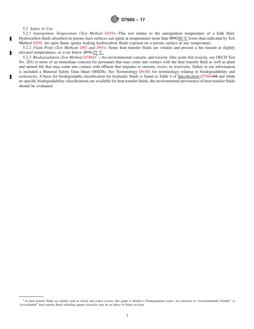 REDLINE ASTM D7665-17 - Standard Guide for  Evaluation of Biodegradable Heat Transfer Fluids