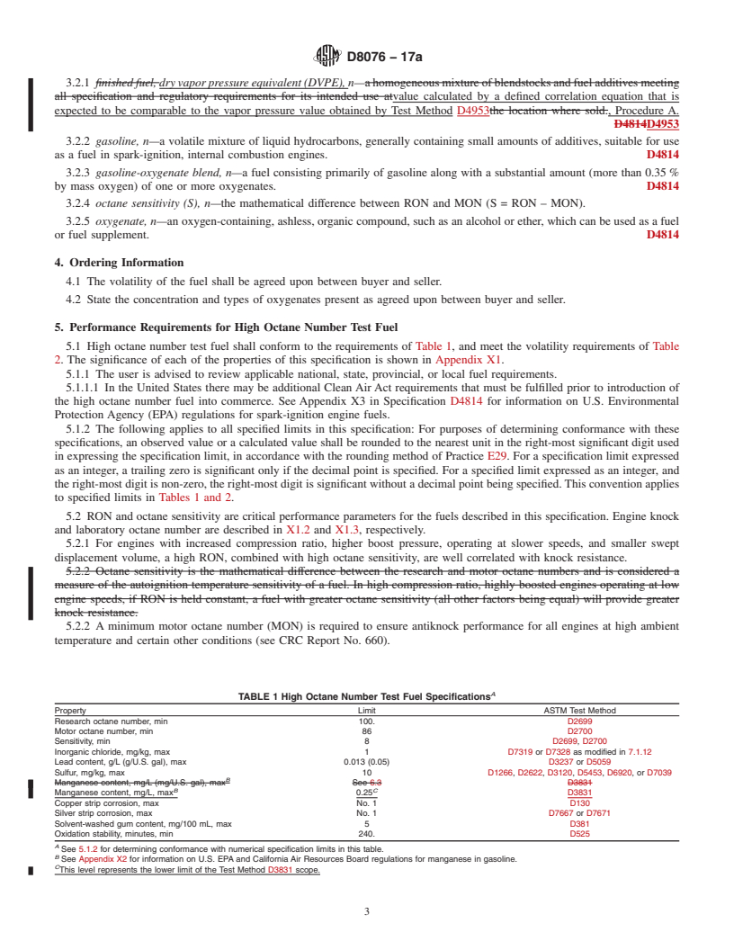 REDLINE ASTM D8076-17a - Standard Specification for 100 Research Octane Number Test Fuel for Automotive Spark-Ignition  Engines