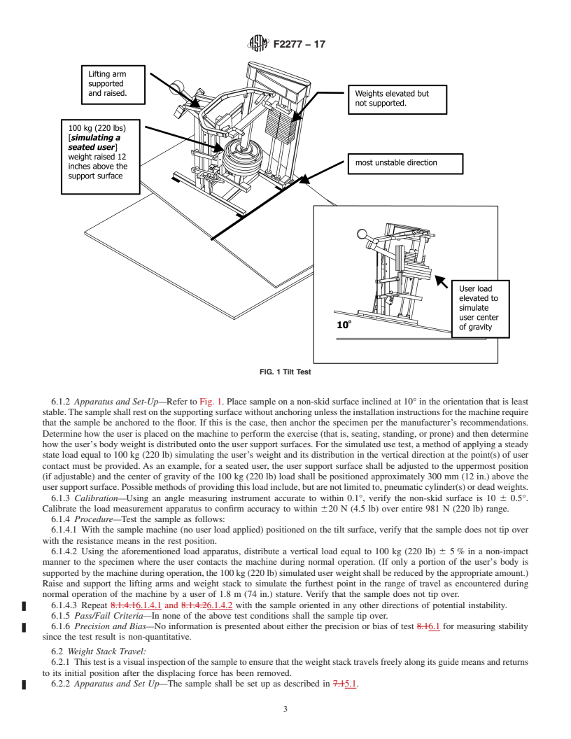 REDLINE ASTM F2277-17 - Standard Test Methods for Evaluating Design and Performance Characteristics of Selectorized  Strength Equipment