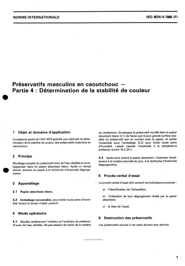 ISO 4074-4:1980 - Préservatifs masculins en caoutchouc
