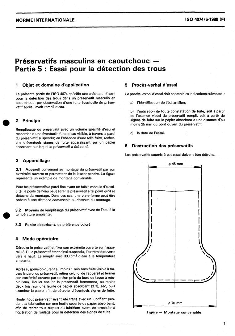 ISO 4074-5:1980 - Rubber condoms — Part 5: Testing for holes
Released:10/1/1980