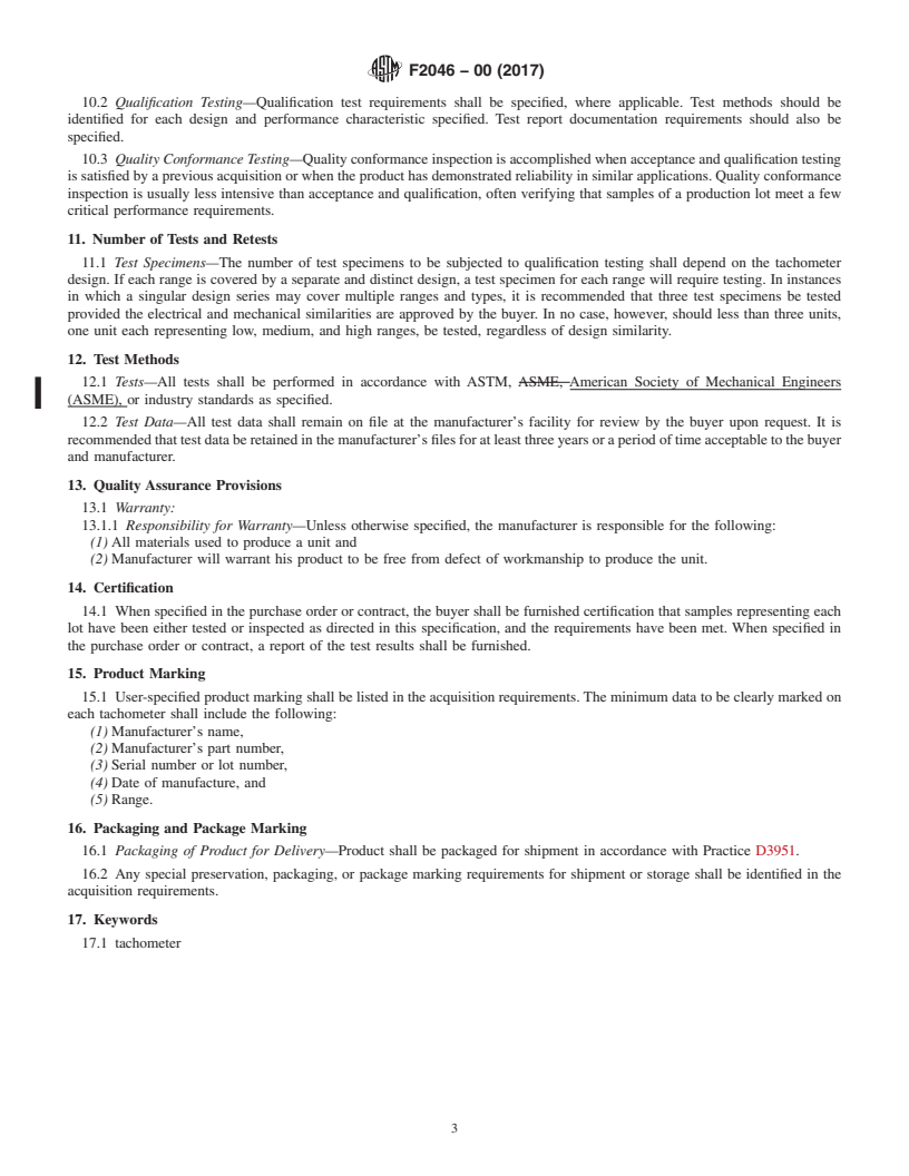 REDLINE ASTM F2046-00(2017) - Standard Specification for  Tachometers, Various