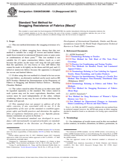 ASTM D3939/D3939M-13(2017) ASTM D3939/D3939M-13(2017) - Standard Test Method for Snagging Resistance of Fabrics (Mace) - Page 1 preview