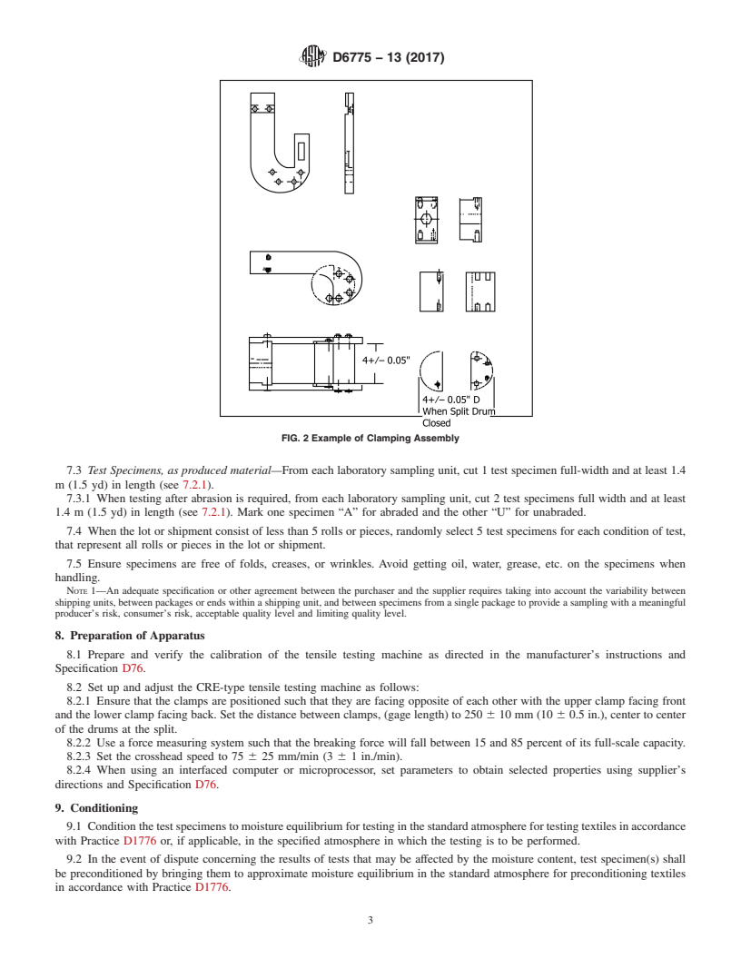 REDLINE ASTM D6775-13(2017) - Standard Test Method for  Breaking Strength and Elongation of Textile Webbing, Tape and  Braided Material