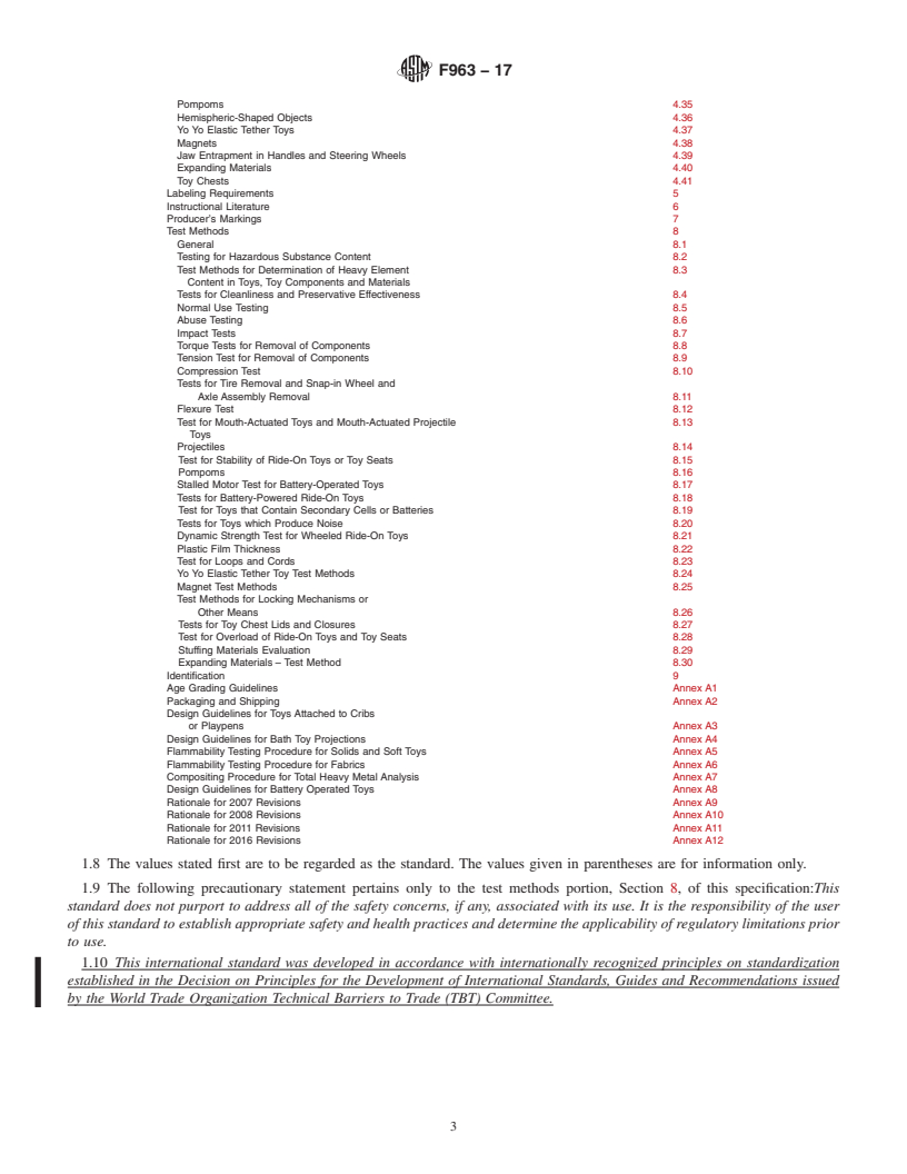 REDLINE ASTM F963-17 - Standard Consumer Safety Specification for  Toy Safety