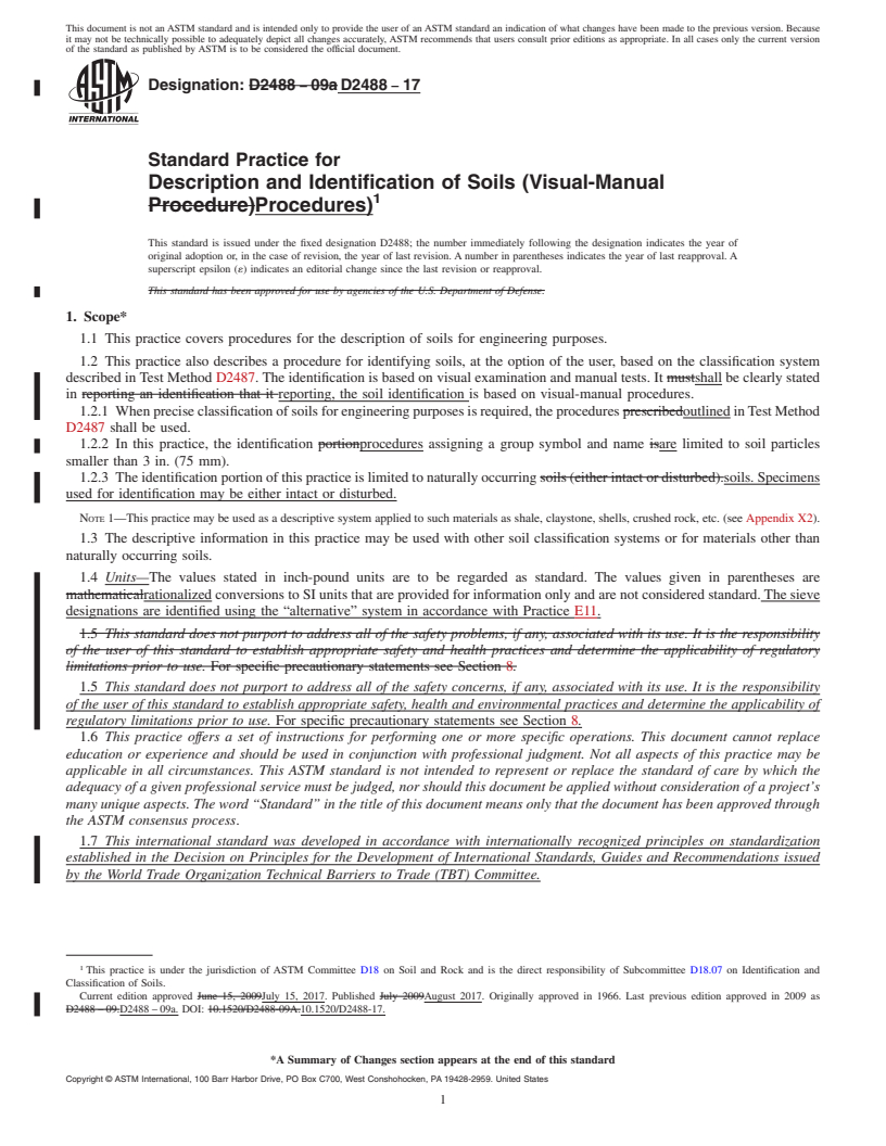 REDLINE ASTM D2488-17 - Standard Practice for Description and Identification of Soils (Visual-Manual Procedures)