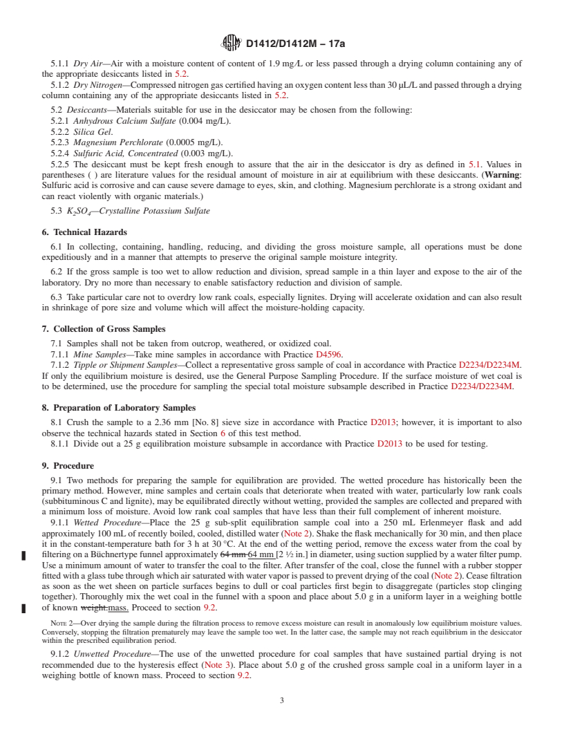 REDLINE ASTM D1412/D1412M-17a - Standard Test Method for  Equilibrium Moisture of Coal at 96 to 97 Percent Relative Humidity  and 30&#x2009;&#xb0;C