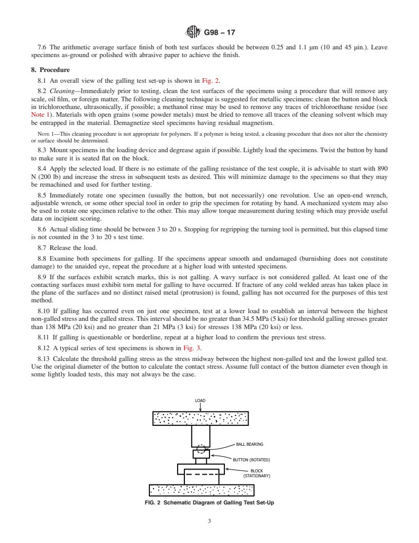 REDLINE ASTM G98-17 - Standard Test Method for  Galling Resistance of Materials