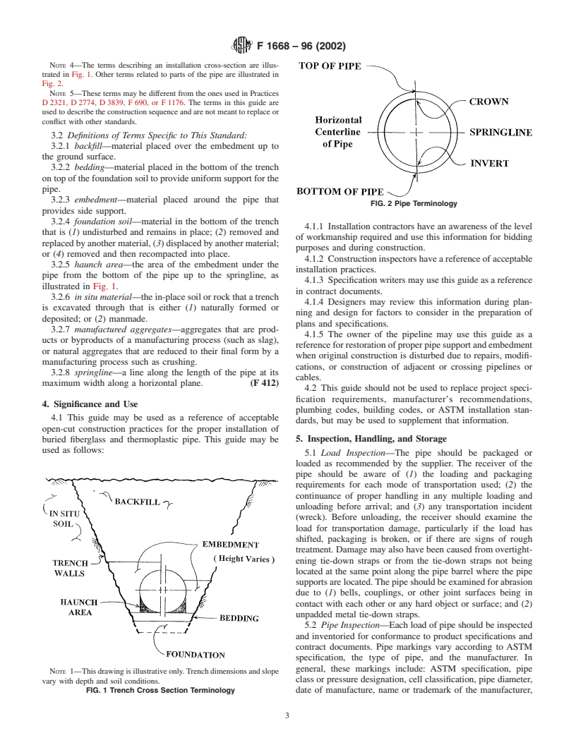 ASTM F1668-96(2002) - Standard Guide for Construction Procedures for Buried Plastic Pipe