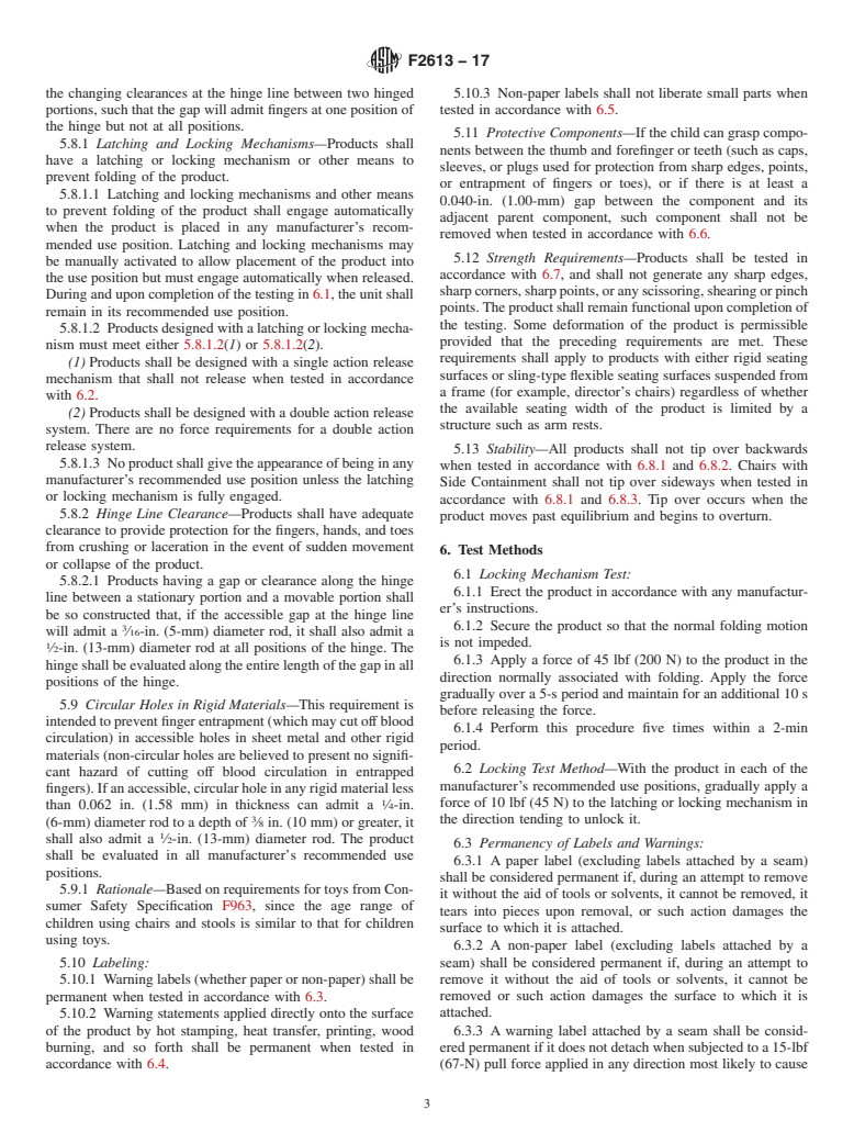 ASTM F2613-17 - Standard Consumer Safety Specification for  Children's Chairs and Stools