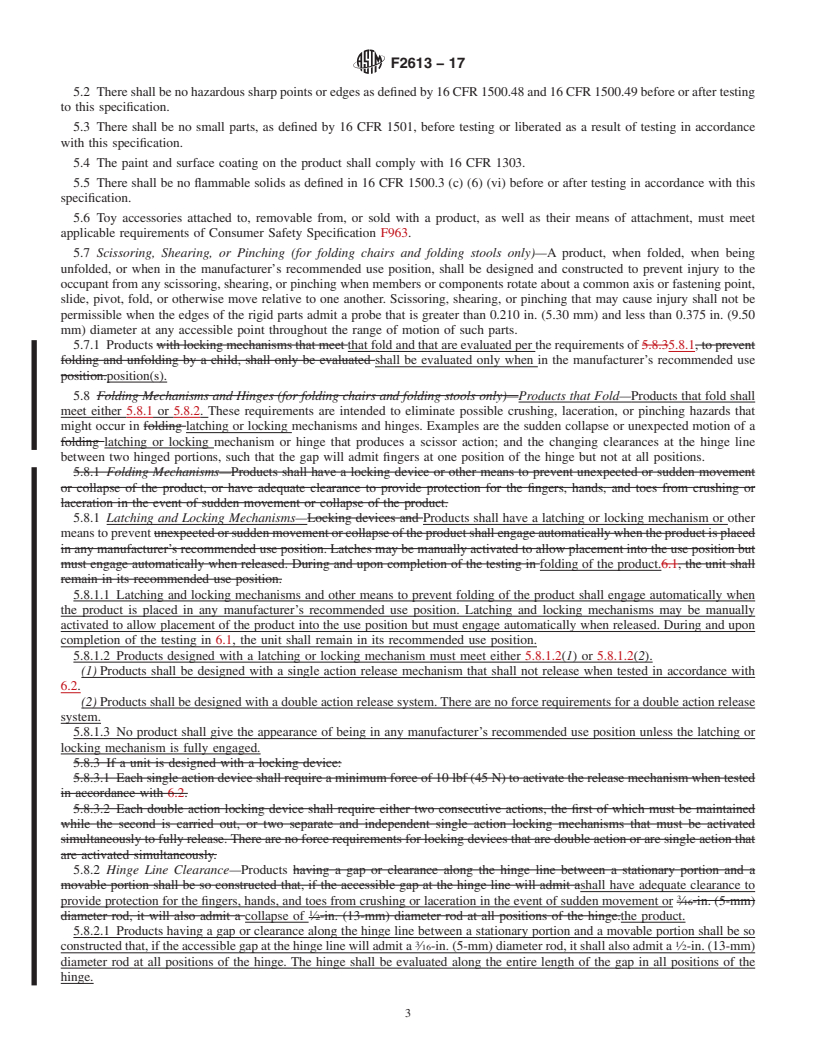 REDLINE ASTM F2613-17 - Standard Consumer Safety Specification for  Children's Chairs and Stools