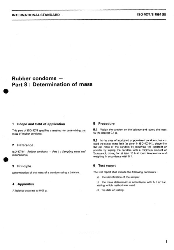 ISO 4074-8:1984 - Rubber condoms