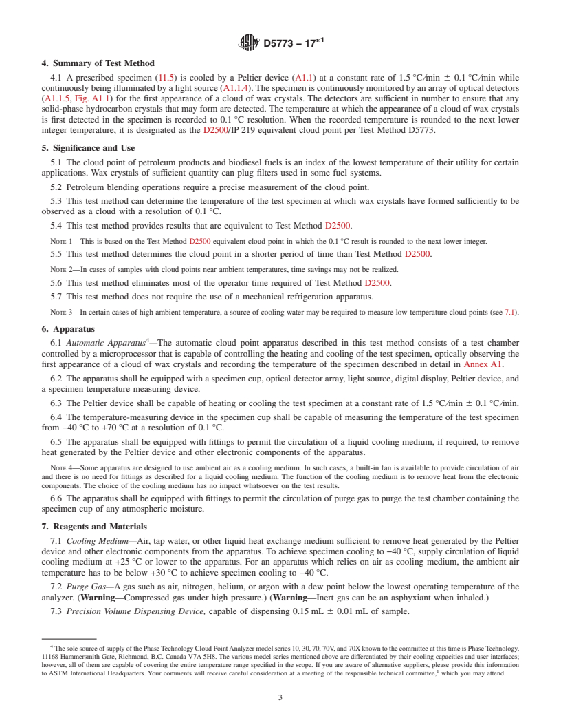 REDLINE ASTM D5773-17e1 - Standard Test Method for  Cloud Point of Petroleum Products and Liquid Fuels (Constant  Cooling Rate Method)